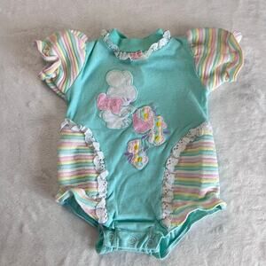 Vitamins Vintage Baby Romper Top Size 3-6 Months Easter Bunny Spring Pastel